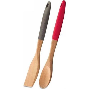 Korkmaz A566-01 Natura Ahşap Kırmızı Kaşık ve Spatula Seti