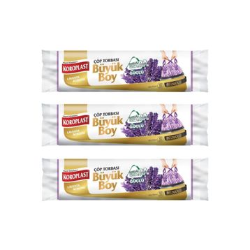 Koroplast 10'lu 65x70 cm Koku Hapseden Lavanta Büzgülü Büyük Boy Çöp Torbası (3 adet)