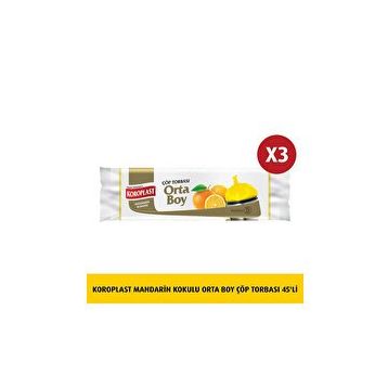 Koroplast 15'li Mandarin Kokulu Orta Boy Çöp Torbası (3 adet)
