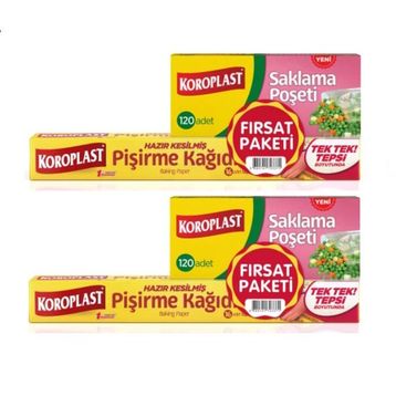 Koroplast 16'lı Pişirme Kağıdı + 2x120'li Orta Boy Saklama Poşeti