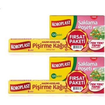 Koroplast 16'lı Pişirme Kağıdı + 2x120'li Orta Boy Saklama Poşeti