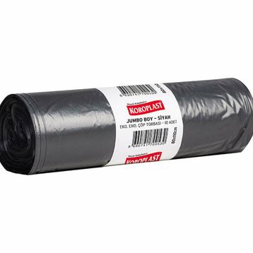 Koroplast Eko Endüstriyel Jumbo Boy 80 cm x 110 cm Siyah Tek Rulo Çöp Torbası (10 adet)