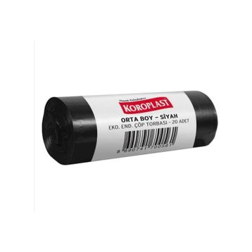 Koroplast Eko Endüstriyel Orta Boy 55x60 cm Siyah 20'li Paket Çöp Torbası