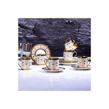 Kosova İST104 Beyaz Gold Kahve Fincan Seti