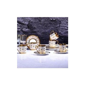 Kosova İST104 Beyaz Gold Kahve Fincan Seti