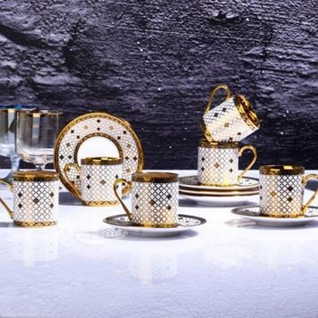 Kosova İST104 Beyaz Gold Kahve Fincan Seti
