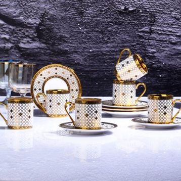 Kosova İST104 Beyaz Gold Kahve Fincan Seti