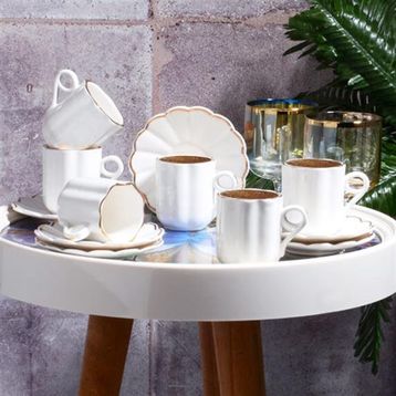 Kosova New Bone China 6'lı Modern Kahve Fincan Seti