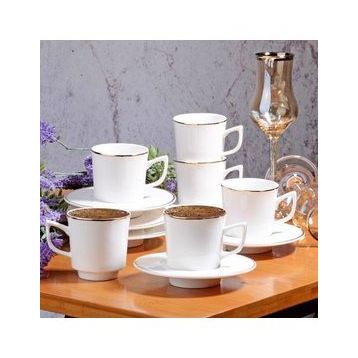 Kosova New Bone China Beyaz Yaldızlı Kahve Fincan Seti