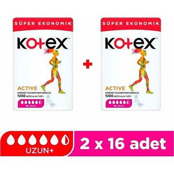 Kotex Active 2x16'lı Uzun Hijyenik Ped
