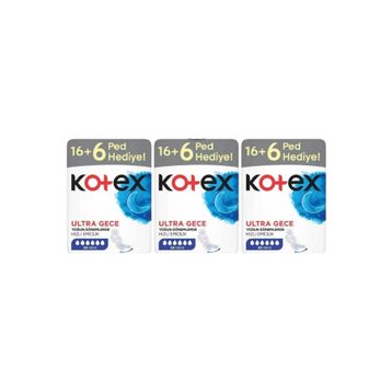 Kotex Ultra Dev Eko Gece 3x22 Adet Ped