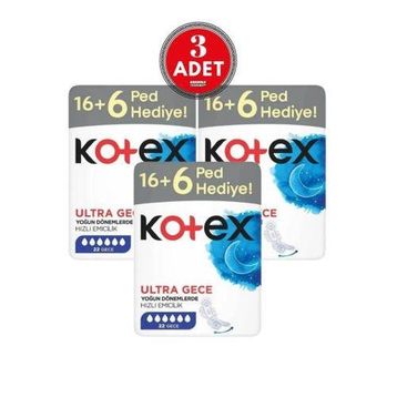 Kotex Ultra Dev Eko Gece 3x22 Adet Ped
