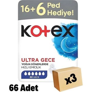Kotex Ultra Dev Eko Gece 3x22 Adet Ped