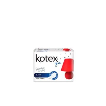 Kotex Ultra Kanatlı Gece Pamuksu Üst Yüzey 6'lı Kadın Pedi