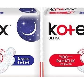 Kotex Ultra Kanatlı Gece Pamuksu Üst Yüzey 6'lı Kadın Pedi