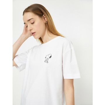 Koton 0YAL18152IK001 Snoopy Baskılı Bisiklet Yaka Kısa Kollu Lisanslı Kadın T-shirt
