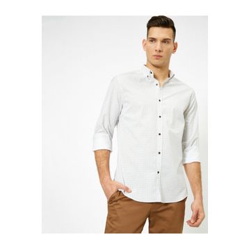 Koton 0YAM69160NW Beyaz Desenli Erkek Gömlek