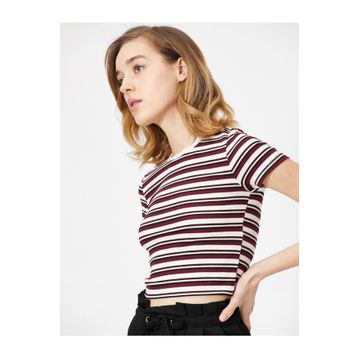 Koton 1KAL18839IKV44 Çizgili Kadın T-Shirt