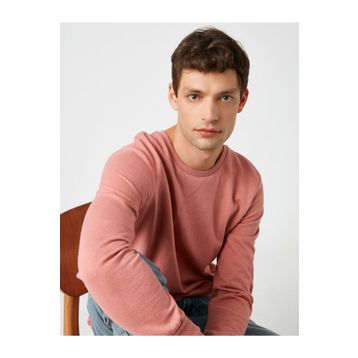 Koton 1KAL68195OK Pembe Bisiklet Yaka Uzun Kollu Basic Kadın Sweatshirt