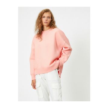 Koton 1KAL68195OK Pembe Bisiklet Yaka Uzun Kollu Basic Kadın Sweatshirt