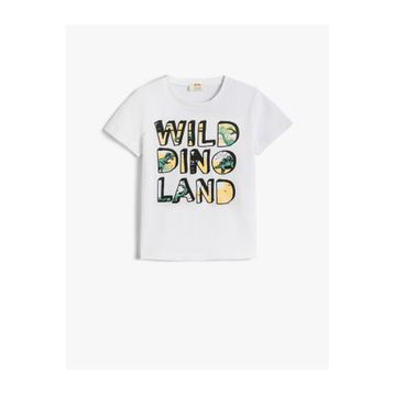 Koton 2SKB10053TK Bisiklet Yaka Normal Kalıp Baskılı Erkek Çocuk T-Shirt