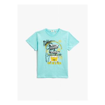 Koton 2YKB16111OK Bisiklet Yaka Normal Kalıp Baskılı Erkek Çocuk T-Shirt