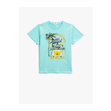Koton 2YKB16111OK Bisiklet Yaka Normal Kalıp Baskılı Erkek Çocuk T-Shirt