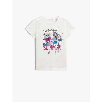 Koton 2YKG17170OK Ekru Kız Çocuk T-Shirt