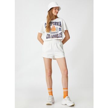 Koton 3SAL10022IK Ekru Kadın T-shirt