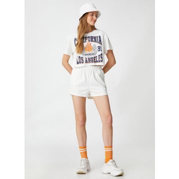 Koton 3SAL10022IK Ekru Kadın T-shirt