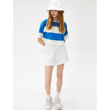 Koton 3SAL10194IK Mor Çizgili Kadın T-shirt