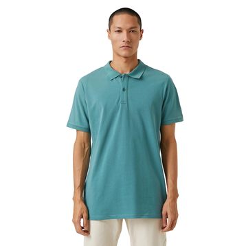 Koton 3SAM10001MK Yeşil 824 Pamuk Jersey Polo Yaka Erkek T-Shirt
