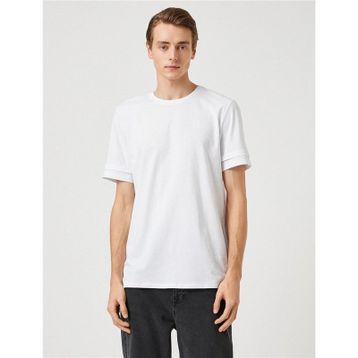 Koton 3SAM10014HK Beyaz 000 Erkek Jersey Pamuk T-Shirt