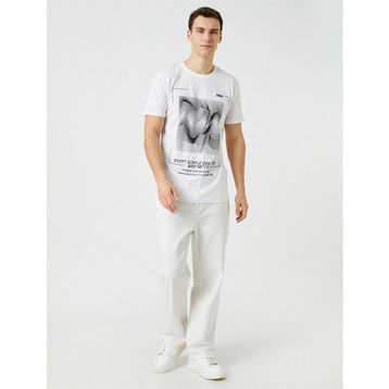 Koton 3SAM10035HK 000 Beyaz Pamuk Jersey Erkek T-Shirt