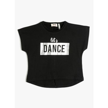 Koton 3SKG10043AK Siyah Baskılı Kız Çocuk T-Shirt