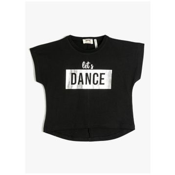 Koton 3SKG10043AK Siyah Baskılı Kız Çocuk T-Shirt