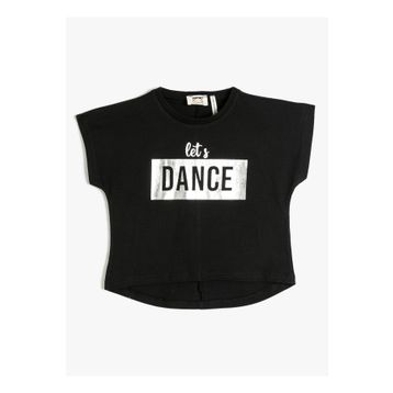 Koton 3SKG10043AK Siyah Baskılı Kız Çocuk T-Shirt