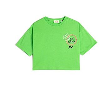 Koton 3SKG10182AK Yeşil Baskılı Kız Çocuk T-Shirt