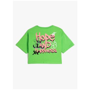 Koton 3SKG10182AK Yeşil Baskılı Kız Çocuk T-Shirt