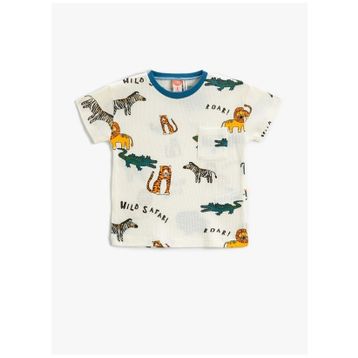 Koton 3SMB10009TK Baskılı Ekru Bebek T-Shirt