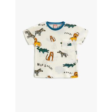 Koton 3SMB10009TK Baskılı Ekru Bebek T-Shirt