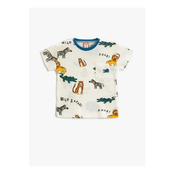 Koton 3SMB10009TK Baskılı Ekru Bebek T-Shirt
