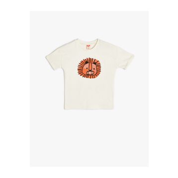 Koton 3SMB10280TK Aslan Baskılı Erkek Bebek Bisiklet Yaka T-shirt