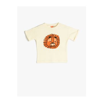 Koton 3SMB10280TK Aslan Baskılı Erkek Bebek Bisiklet Yaka T-shirt