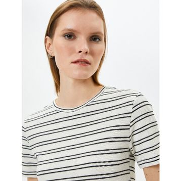 Koton 4SAK50133EK Siyah Çizgili Kadın T-shirt