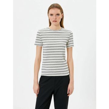 Koton 4SAK50133EK Siyah Çizgili Kadın T-shirt
