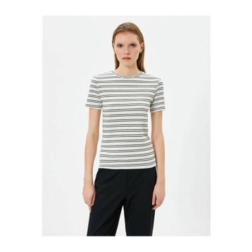Koton 4SAK50133EK Siyah Çizgili Kadın T-shirt