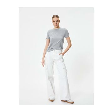 Koton 4SAK50428EK 031 Gri Baskılı Kadın T-shirt