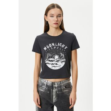 Koton 4SAL10080IK Antrasit Kadın T-shirt