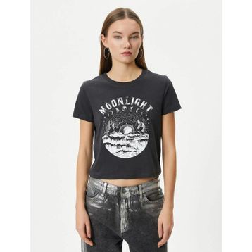Koton 4SAL10080IK Antrasit Kadın T-shirt